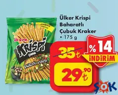 ÜLKER KRİSPİ BAHARATLI ÇUBUK KRAKER 175 G fiyat ve kampanya bilgisi